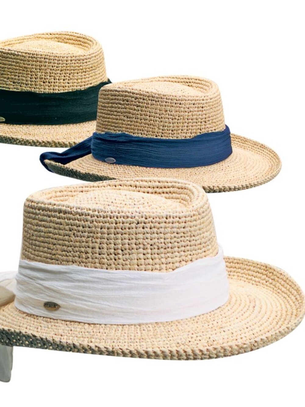 "MANAROLA" Scala Women's Hand Crocheted Raffia Gambler Sun Hat, #LR241OS